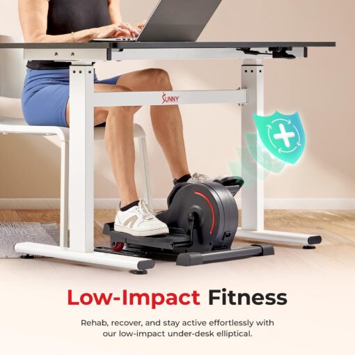 Sunny Health & Fitness Smart Electric Motorized Under Desk Elliptical Cardio Exerciser with Optional Exclusive SunnyFit® App Enhanced Bluetooth Connectivity – SF-E3959SMARTG - Image 3