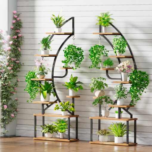 WIWIDRM Plant Stand Indoor with Grow Light,65" Tall Plant Stand for Indoor Plants Multiple,8 Tiered Metal Plant Shelf Indoor,Large Plant Rack Display Shelves,Half Moon Plant Holder for Living Room - Image 6