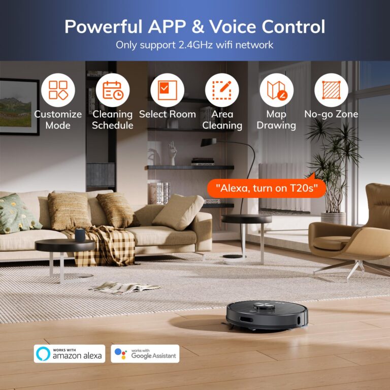 ILIFE T20s Self-Emptying Robot Vacuum and Mop Combo, 5000Pa Suction, 70-Day Capacity, LiDAR Navigation, 260mins Runtime, App/Alexa Control, Robotic Vacuum Cleaner for Hard Floors, Carpets and Pet Hair - Image 2