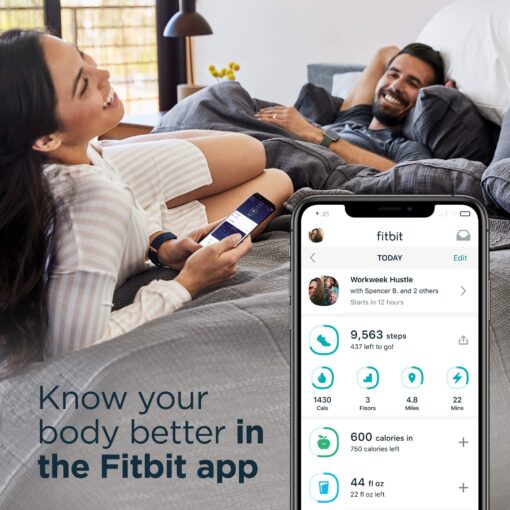 Fitbit Versa 2 Health and Fitness Smartwatch with Heart Rate, Music, Alexa Built-In, Sleep and Swim Tracking, Petal/Copper Rose, One Size (S and L Bands Included) - Image 5