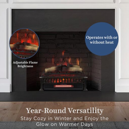 Country Living 23 inch Electric Log Set | Crackling Sound | 1000 Sq Ft Heater | Faux Logs Insert with Infrared Flames for Existing Fireplaces | Remote Control Included - Image 4