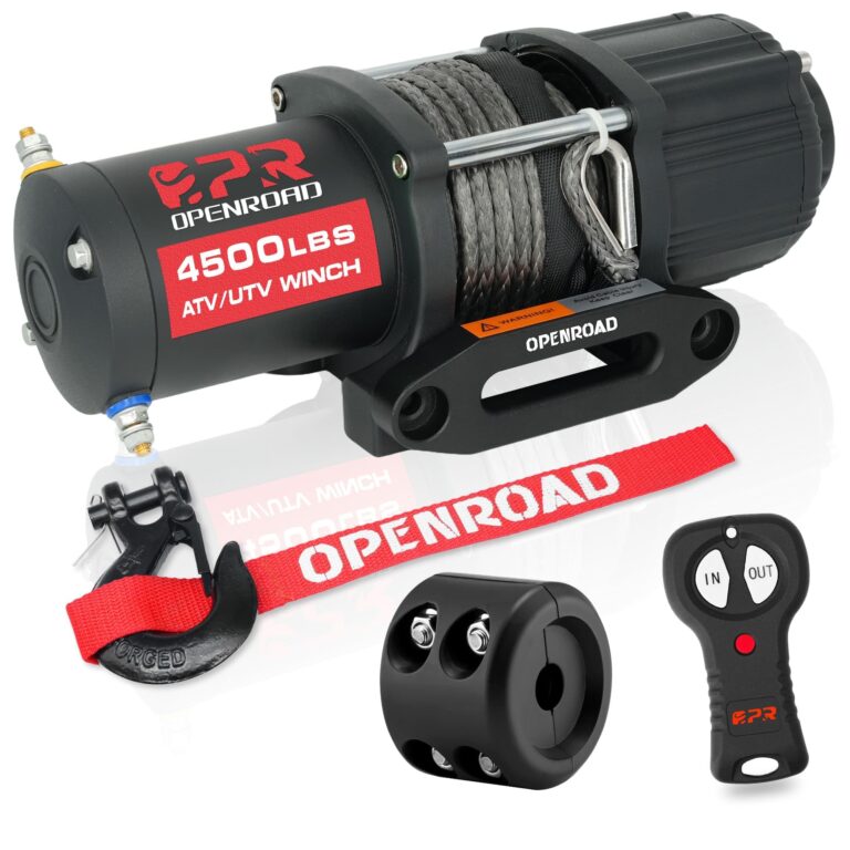 OPENROAD 4500 lb ATV/UTV Winch,Waterproof IP67 Electric Winch with 1/4"×50' Synthetic Rope,Wireless Remote and Winch Stopper (4500lb Without Mounting Plate)