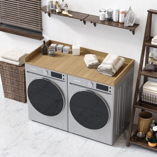 OfficeSimpli Washer Dryer Countertop, Made in USA, Non-Slip Pads, Easy Clean, Laundry Room Essentials and Decor, Washer Dryer Wood Top for Organization (Rustic Oak, Standard (27.5" x 54")) - Image 4