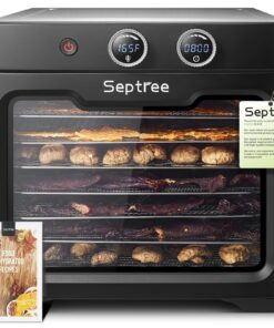 Septree Commercial Large 8 Trays Food Dehydrator machine, 8 Stainless Steel Trays Hold 10lb Raw Meats with 8.8ft² Drying Space,24H Timer,190°F Temperature Control, for Herbs, Meat, Fruit, Dog Treats