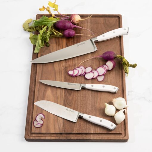 Yatoshi 15 Piece White Knife Block Set - Pro Kitchen Knife Set Ultra Sharp High Carbon Stainless Steel with Ergonomic Handle - Image 3