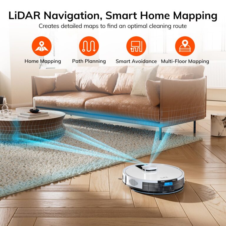 ILIFE A12 Pro Robot Vacuum and Mop Combo, Self Emptying Station for 60 Days, LiDAR Navigation, Home Mapping, No-Go Zones, 2.4G WiFi/App/Alexa/Remote Control, for Hard Floors, 110V - Image 9