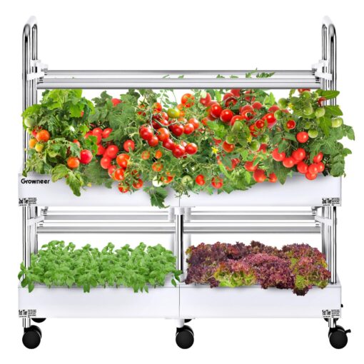 GROWNEER Hydroponics Growing System Kit, Indoor Garden 80-Pod & 2 Pumps, Indoor Vertical Herb Garden Kit with LED Grow Light, Smart Socket, and Plant Germination Kit for Vegetable Fruit Herb