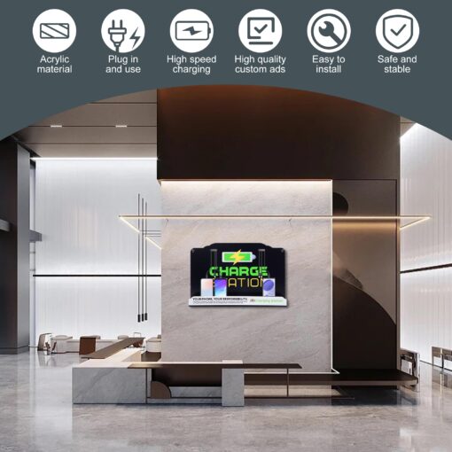 Wall Mount Charging Station with 8 Ports Phone Charger with Type-C,Android Port | Applicable for Applicable Airport Hospitals Banks Hotel and Public Places (Black) - Image 4