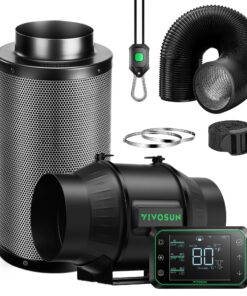 VIVOSUN Smart Air Filtration PRO T6 Kit 6", AeroZesh T6 Inline Duct Fan w/GrowHub E42A Temp. Humidity WiFi-Controller, Carbon Filter & Ducting, Cooling & Ventilation System for Grow Tent, Hydroponics