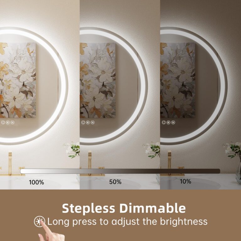 LOVESPEJO 30" Round LED Mirror for Bathroom, Anti-Fog LED Bathroom Vanity Mirror with Lights, Dimmable, 3 Colors, IP54 Waterproof - Image 6