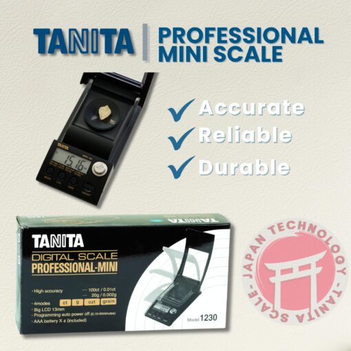 Tanita 1230 Professional Mini Diamond Scale - Japan Technology - Portable Carat Scale for Precise Gem Weighing - Energy Saving and Auto Power Off - Easy to Read 5 Digit LCD Display - Image 4