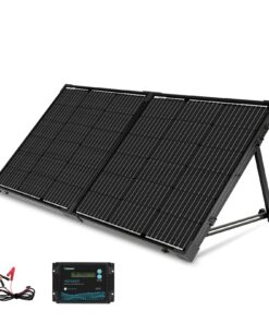 Renogy 100 Watt 12 Volt Portable Solar Panel with Waterproof 20A Charger Controller Foldable 100W Solar Suitcase with Adjustable Kickstand for Power Station, 100W Panel-20A Controller, Black