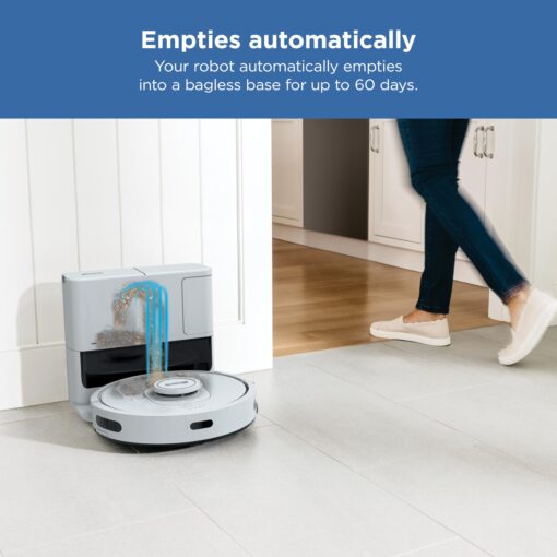 Shark IQ Robot Vacuum with Bagless Self-Empty 60 Day Capacity Base, Multi-Surface Cleaning, Powerful Suction, Pet Hair Pickup, for Carpets & Hardfloors, Home Mapping, White, RV2302AE - Image 8