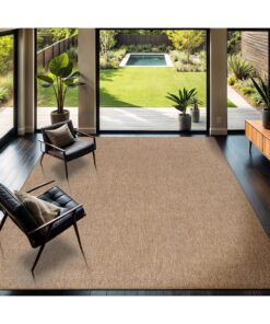CAMILSON Easy Jute Rug 8x10, Indoor Outdoor Natural Color Fiber Area Rugs for Living Room Patio and Kitchen Rug, Solid Boho Woven Design, Easy-Cleaning, Washable Outside Carpet Alfombras (8 x 10)