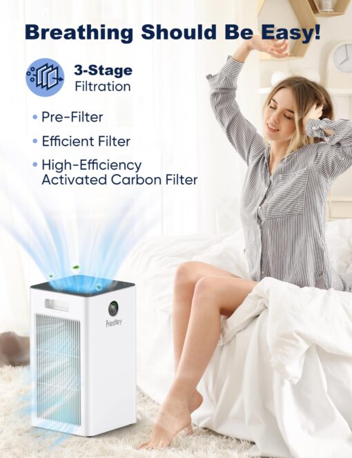 Priestley Air Purifiers for Home Large Room up to 1500 sq ft, Smart Control Air Purifier, True HEPA Filter Air Cleaner Removes 99.97% of Particles, Dust, Allergies Pets Odor, 22dB Quiet Sleep Mode - Image 8