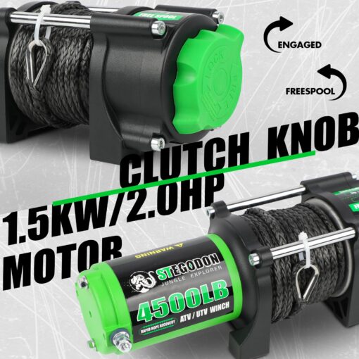 STEGODON 4500 Winch 12V Electric ATV/UTV Winch with Synthetic Rope,2pcs Wireless Remote and Winch Stopper for Towing Jeep Off-Road SUV Truck Car Trailer Boat - Image 5