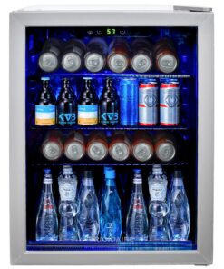 Frigidaire EFMIS9O00, Beverage Fridge Refrigerator with Glass Door, Compact Mini Fridge with Digital Temperature Control Fits 88 Cans or 25 Bottles, 74L Capacity - 19.29" D x 25" W x 17.51" H, Silver