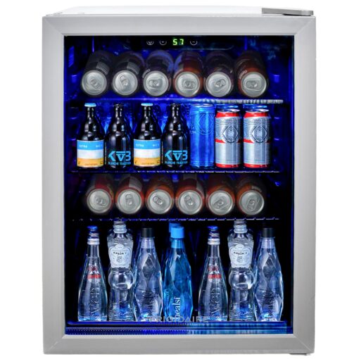 Frigidaire EFMIS9O00, Beverage Fridge Refrigerator with Glass Door, Compact Mini Fridge with Digital Temperature Control Fits 88 Cans or 25 Bottles, 74L Capacity - 19.29" D x 25" W x 17.51" H, Silver