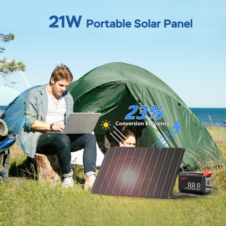 POWSTREAM 88.8Wh Portable Power Station with AC Outlet 120W Peak, 24000mAh Solar Generator with Foldable 21W Panels Included, Solar Powered Power Bank for Outdoor Camping Home Backup Emergency RVs - Image 7