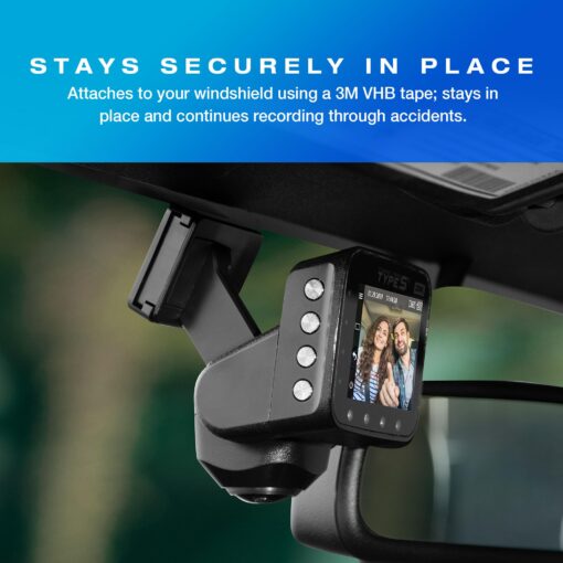 Type S P200 PRO Smart 360° Dash cam, 2K 1440p Surveillance with Smart G-Sensor Incident Detection, VR Video Mode, GPS map Integration, Wireless Video Access via App, 32GB SD Card Included - Image 5
