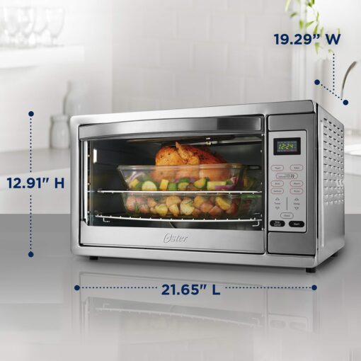 Oster Toaster Oven, 7-in-1 Countertop Toaster Oven, 10.5" x 13" Fits 2 Large Pizzas, Stainless Steel - Image 2