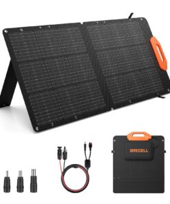GRECELL 100W Solar Panel for Power Station Generator, 21.5V Portable Foldable Solar Panel with Fast Charger and Adjustable Kickstand Solar Cell Charger for Outdoor Camping RV Van Travel