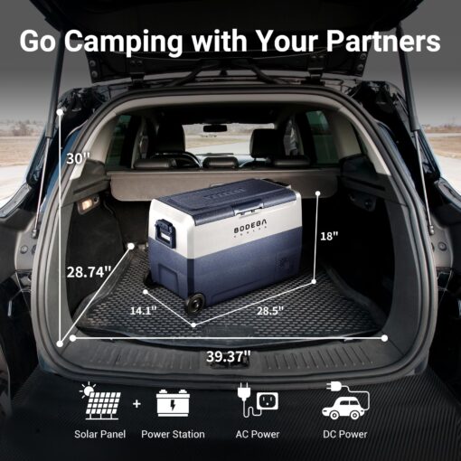 BODEGACOOLER 12 Volt Portable Refrigerator,53 Quart Car Fridge Dual Zone -4℉-68℉,50L Car Freezer APP Control,Electric Compressor Cooler 12/24V DC and 100-240V AC for RV,Camping,Travel,Truck,Vehicles - Image 2