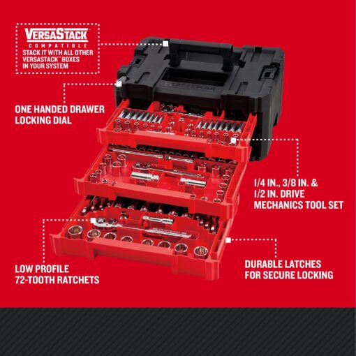 Craftsman 262-Piece Mechanic Tool Set, Master Socket Set with 3-Drawer VERSASTACK Tool Box, SAE/Metric Set (CMMT45309) - Image 8
