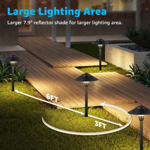 SUNVIE LED Landscape Lights Low Voltage Pathway Lights 12V Landscape Lighting Kit Aluminum Low Voltage Landscape Pathway Lights with Stake Waterproof for Walkway Yard Garden, 12 Pack with Connectors - Image 6