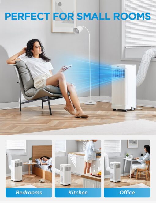 Midea 8,500 BTU ASHRAE (5,000 BTU SACC) Portable Air Conditioner, Smart Control, Cools up to 150 Sq. Ft., with Dehumidifier & Fan mode, Easy- to-use Remote Control & Window Installation Kit Included - Image 7