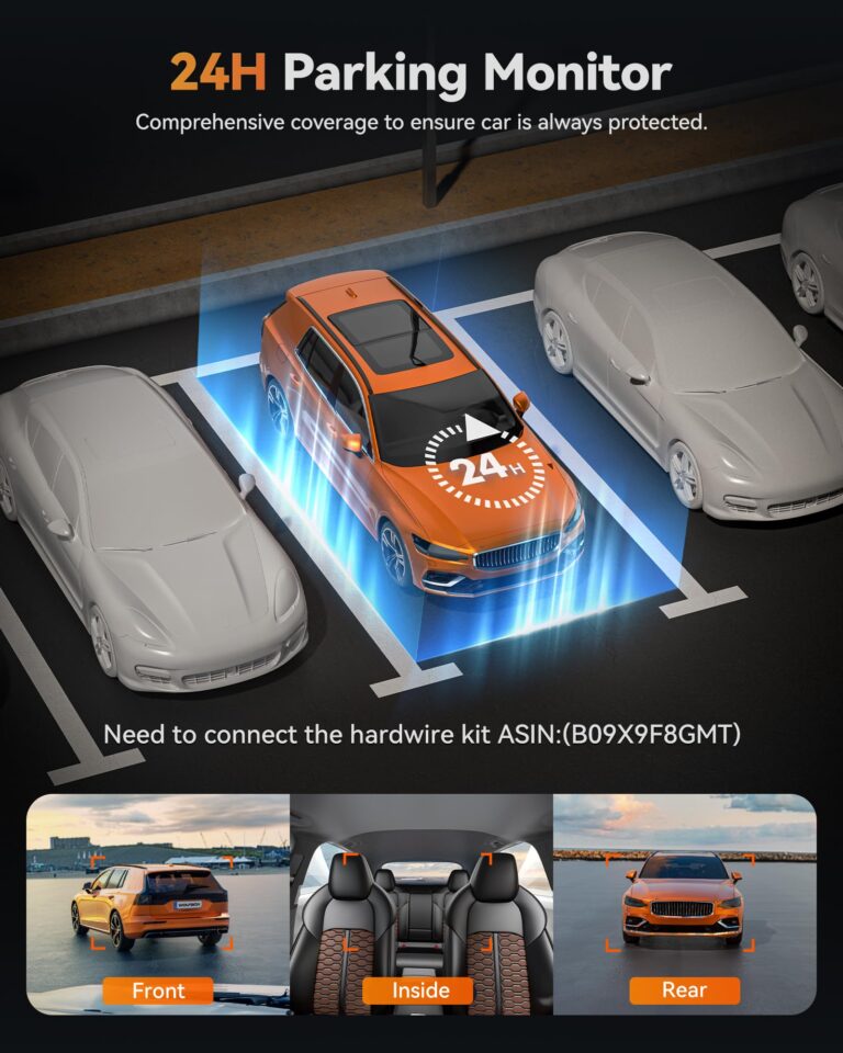 WOLFBOX X5 New 3 Channel 4K HDR Dash Cam, STARVIS 2 IMX678,4K+2.5K+1080P Front and Rear Inside Car Camera with 128GB Card, Voice Control, 5.8GHz WiFi GPS, Touch Screen, Digital Signal, Support 512GB - Image 2