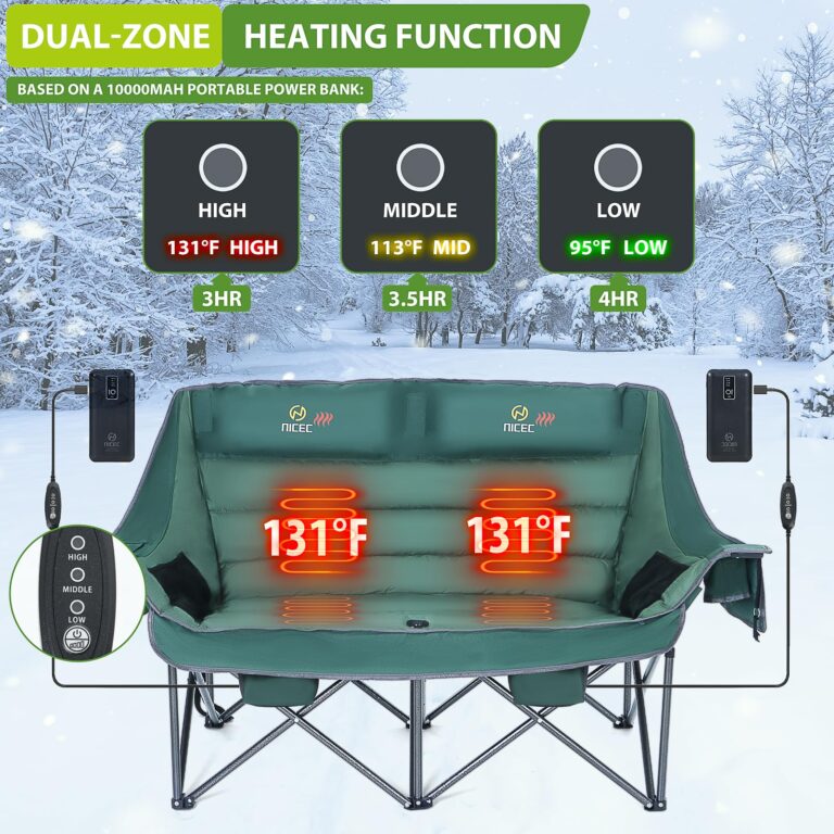 Nice C Heated Camping Chair, Camping Couch, Heated Chair, Heated Double Camping Chair, Loveseat Camping Chair, Heated Camping Chair for Adults, Oversized Heated Loveseat, Extra Padded w/Cooler Bag - Image 7