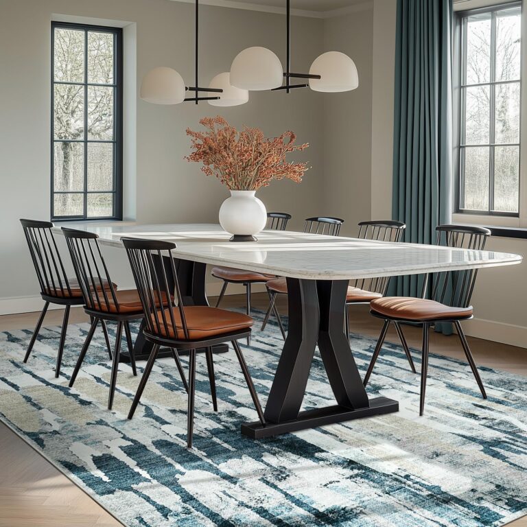 jinchan Area Rug 6x9 Modern Abstract Washable Living Room Rug Blue Multi Soft Contemporary Home Decor Non Slip Backing Carpet for Bedroom Dining Room - Image 7
