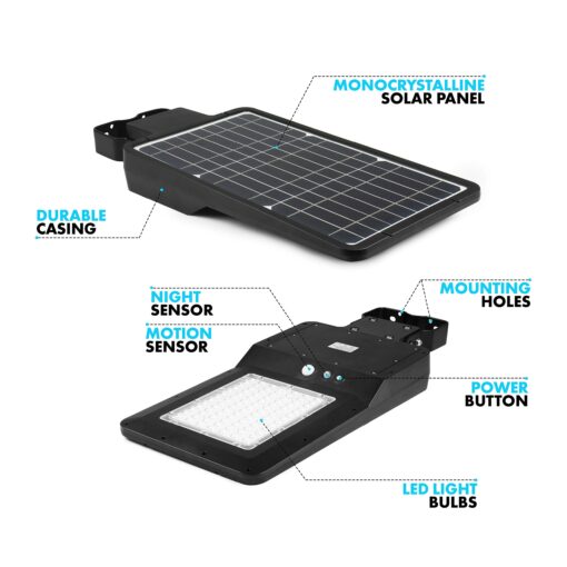 Wagan EL8592 4800 Lumens LED Integrated Solar Powered Street Lamp Flood Light With Remote Motion Sensor Waterproof Weatherproof Dusk to Dawn LED Light for Outdoor Garden Yard Path Parking Lot - Image 6