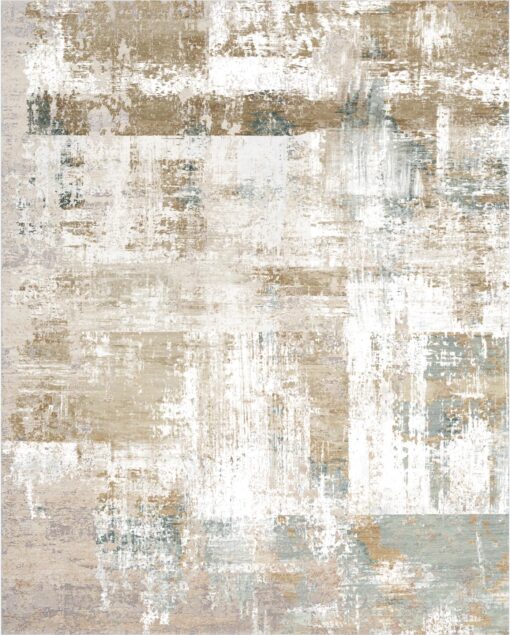 OMERAI Rug 8x10 Area Rug for Bedroom, Washable Morden Art Rug for Living Room Kitchen Dining Room, Non-Slip Faux Wool Home Decor Carpet - Brown & Gold - Image 2