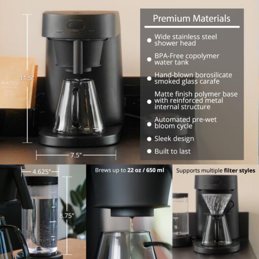 Ratio Four Coffee Machine - Coffee Maker with Removable Water Tank - Drip Coffee Maker with 4 Minute Brew Time - 5-20 Ounce Single-Serve Coffee Maker - 11.5”H x 7.5”W - Image 5