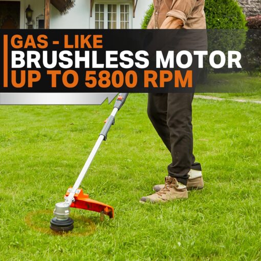 RB 17" Cordless String Trimmer, 40V Lithium Battery Weed Wacker with 4.0Ah Battery & Fast Charger & .095'' line, 2 in 1 Grass Trimmer and Edger, 2-Speed Adjustable, Low Vibration Lawn Garden Tool - Image 8