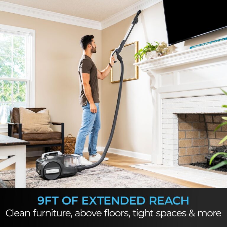 Kenmore DC5070 500 Series Bagless Canister Vacuum with Hair Eliminator Brushroll，2-Motor Cyclonic Technology, HEPA Filtration & 24' Auto Cord Rewind for Pet, Carpets, Hard Floors, Stairs, White - Image 4