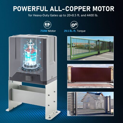 CO-Z 4400 lb Automatic Sliding Gate Opener with 2 Remote Controls, Electric Rolling Driveway Fence Slide Gate Motor, Complete Gate Operator Hardware Security System Kit for Sliding Gate Up to 40 Feet - Image 8