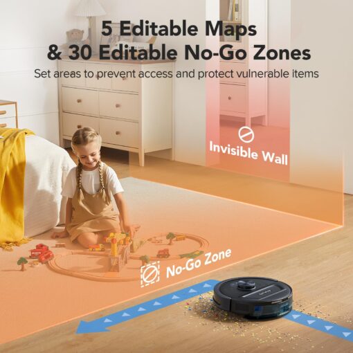 Robot Vacuum and Mop with Self-Empty Dock, 60-Day Capacity, 5500Pa Suction, LiDAR Mapping, 120-Min Runtime, Custom Schedule, Alexa & WiFi/App Compatible, Ideal for Pet Hair, Carpets, and Hard Floors - Image 3