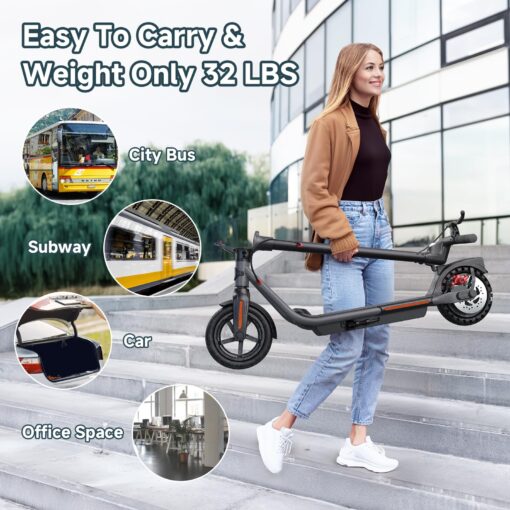 TST Electric Scooter for Adult, Up to 19 MPH and 20 Miles Long Range E Scooter, 8.5"/10" Solid and Pneumatic Tire, Portable Folding EScooter with Dual Brakes, Commuting Escooter App Control - Image 3