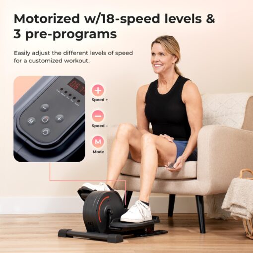Sunny Health & Fitness Smart Electric Motorized Under Desk Elliptical Cardio Exerciser with Optional Exclusive SunnyFit® App Enhanced Bluetooth Connectivity – SF-E3959SMARTG - Image 6