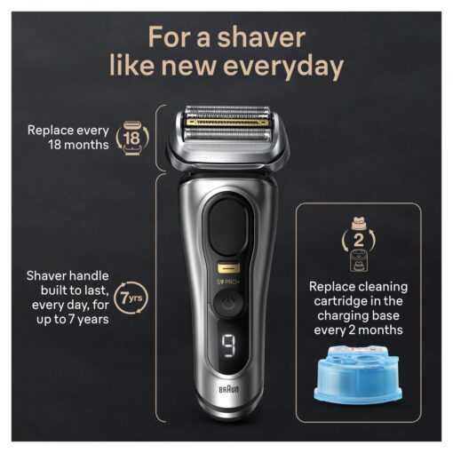 Braun Series 9 PRO+ Electric Razor for Men, 5 Pro Shaving Elements and Shave-Preparing ProComfort Head for Closeness & Skin Comfort, 6in1 SmartCare Center, Wet or Dry Use, Charging Stand, 9597cc - Image 2
