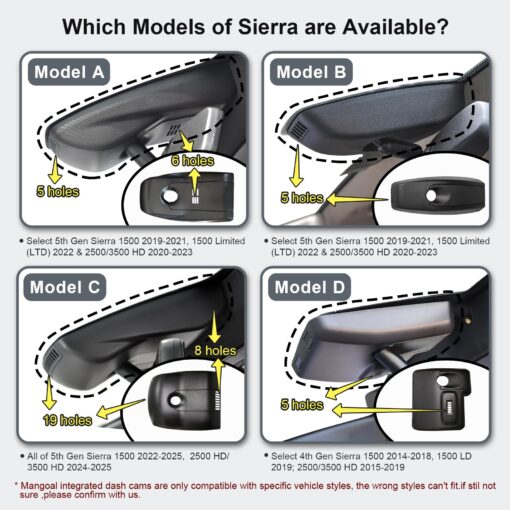 Mangoal Front 4K & Rear 1080P Dash Cam Custom fit for GMC Sierra 1500 2022-2025 HD 2024 2025 Pro SLE Elevation SLT AT4X Denali Ultimate (Model C), Integrated OEM Look, UHD 2160P Video, 128GB Card - Image 9