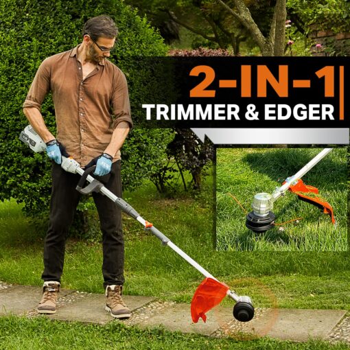 RB 17" Cordless String Trimmer, 40V Lithium Battery Weed Wacker with 4.0Ah Battery & Fast Charger & .095'' line, 2 in 1 Grass Trimmer and Edger, 2-Speed Adjustable, Low Vibration Lawn Garden Tool - Image 7
