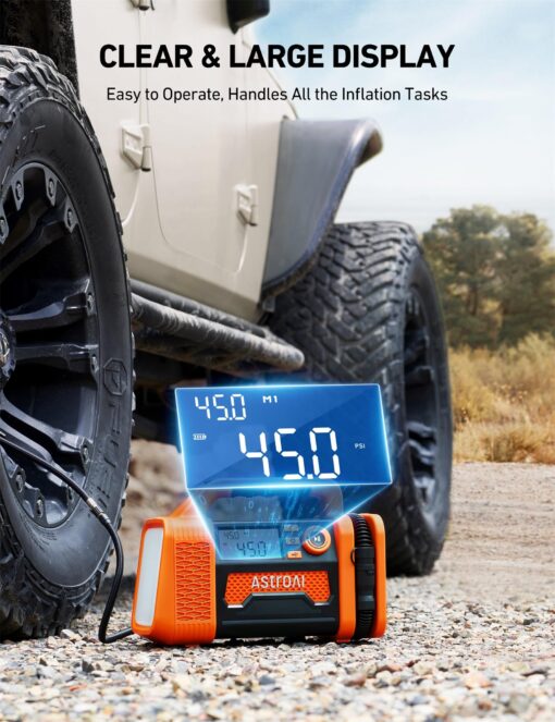 AstroAI TC3 Air Compressor Portable Tire Inflator Offroad Air Compressor for Truck 150PSI with Digital Display Air Pump for Car Heavy Duty for 4x4 Vehicle, RV, SUV, Car Accessories Yellow - Image 7