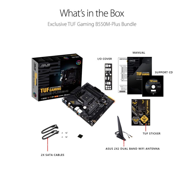 ASUS TUF Gaming B550M-PLUS (WiFi 6) AMD AM4 (3rd Gen Ryzen™) microATX Gaming Motherboard (PCIe 4.0, 2.5Gb LAN, BIOS Flashback, HDMI 2.1, USB 3.2 Gen 2, Addressable Gen 2 RGB Header and Aura Sync) - Image 2