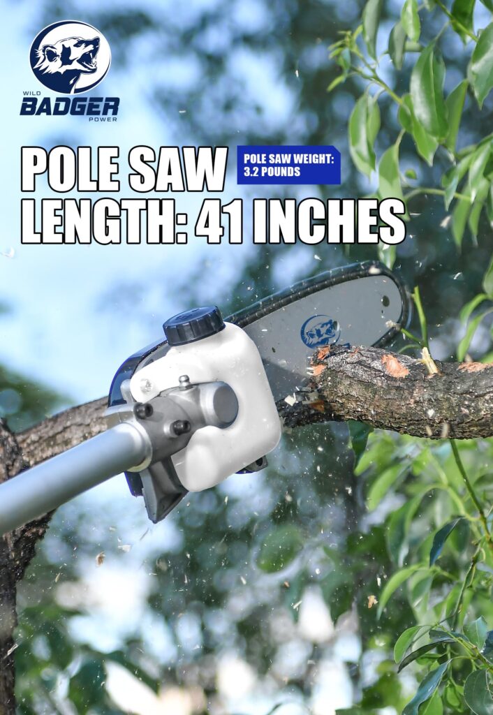 WILD BADGER POWER 40V Cordless Weed Wacker, String Trimmer/Edger, Pole Saw, Hedge Trimmer and Brush Cutter Blade, Attachment Capable 4-in-1 Multi-Tool Kit with 2 * 20V 4Ah Battery and 1*Charger - Image 4