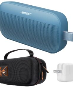 Bose New SoundLink Flex Portable Bluetooth Speaker (2nd Gen), Outdoor Speaker with Hi-Fi Audio, Up to 12 Hours Battery, Waterproof and Dustproof, with Slinger Hard Travel Case & USB Plug (Blue Dusk)