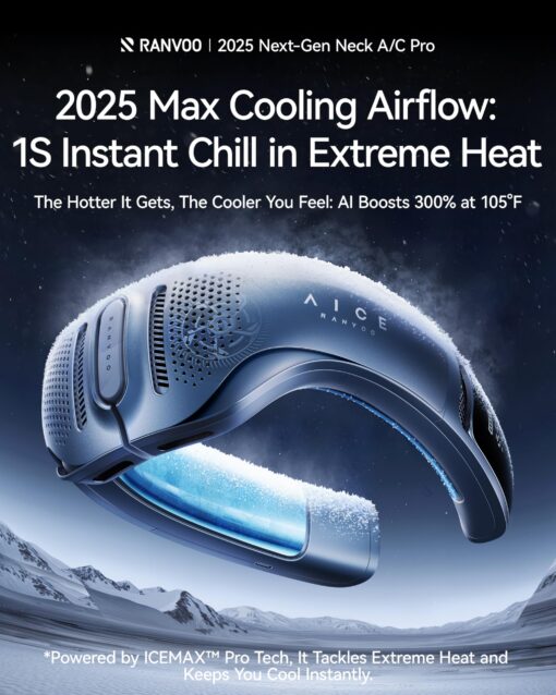 RANVOO AICE LITE Plus 2025 Max Cooling Airflow [No.1 Coolest & Most Durable] Neck Air Conditioner, Ultimate Immersive Personal AC 6,000 mAh Rechargeable Neck Fan Blow Cold Air, Gifts for Mom, Blue - Image 8